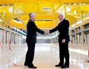 Professor Osamu Motojima, DG of ITER International Organization and Frank Briscoe, F4E Director, inaugurate the PF coils building.
