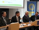 From left: Antoni Martinez (IREC), Josep Canòs (Generalitat de Catalunya), Frank Briscoe (F4E) and Miquel Barceló (bTEC) welcome the seminar attendees
