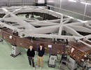 A. Bonito-Oliva, F4E Project Manager for Magnets, R. Harrison, F4E Technical Officer for Magnets, standing next to Europe’s first Toroidal Field coil winding pack. ASG Facilities, February 2016. F4E ©