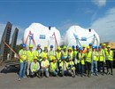 Representatives of F4E, Ensa, ITER IO welcoming on the ITER site the additional four water detritiation tanks that will be part of the fuel cycle system © ITER IO