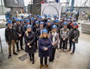 All actors involved in delivering the ITER vacuum vessel during their visit to the workshop of  MAN Diesel & Turbo SE in Deggendorf, Germany (copyright: Steve Schnieke).