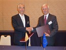 ITER IO Director-General, Osamu Motojima and F4E Director, Frank Briscoe during the eighth ITER Council meeting in Aomori, Japan. (Copyright ITER IO)