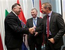 Dr Tonci Tadic (left) is welcomed to F4E’s headquarters in Barcelona by Mr Stuart Ward, Chair of the F4E Governing Board (centre) and Professor Henrik Bindslev, F4E’s Director (right)