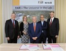 From left to right: Jörg Blaurock (FAIR's Technical Director), Ursula Weyrich (FAIR’s administrative director), Gebhard Leidenfrost (F4E CFO and Head of Commercial Department), Leonardo Biagioni (F4E Deputy Head of  Commercial Department), Paolo Giubellino (FAIR Scientific Director).
